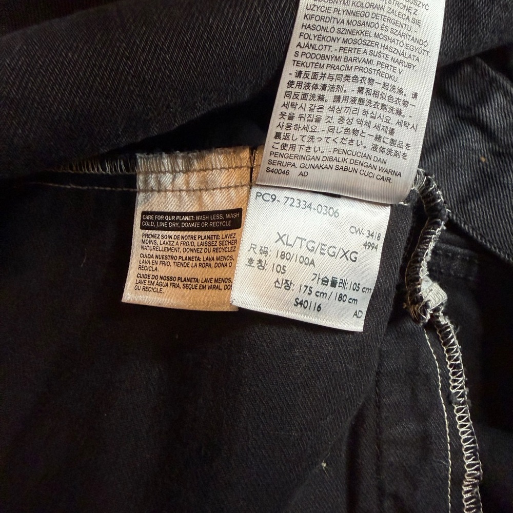 Levi's Premium Black Denim Trucker Jacket with Red Tab Mens XL - Picture 7 of 8